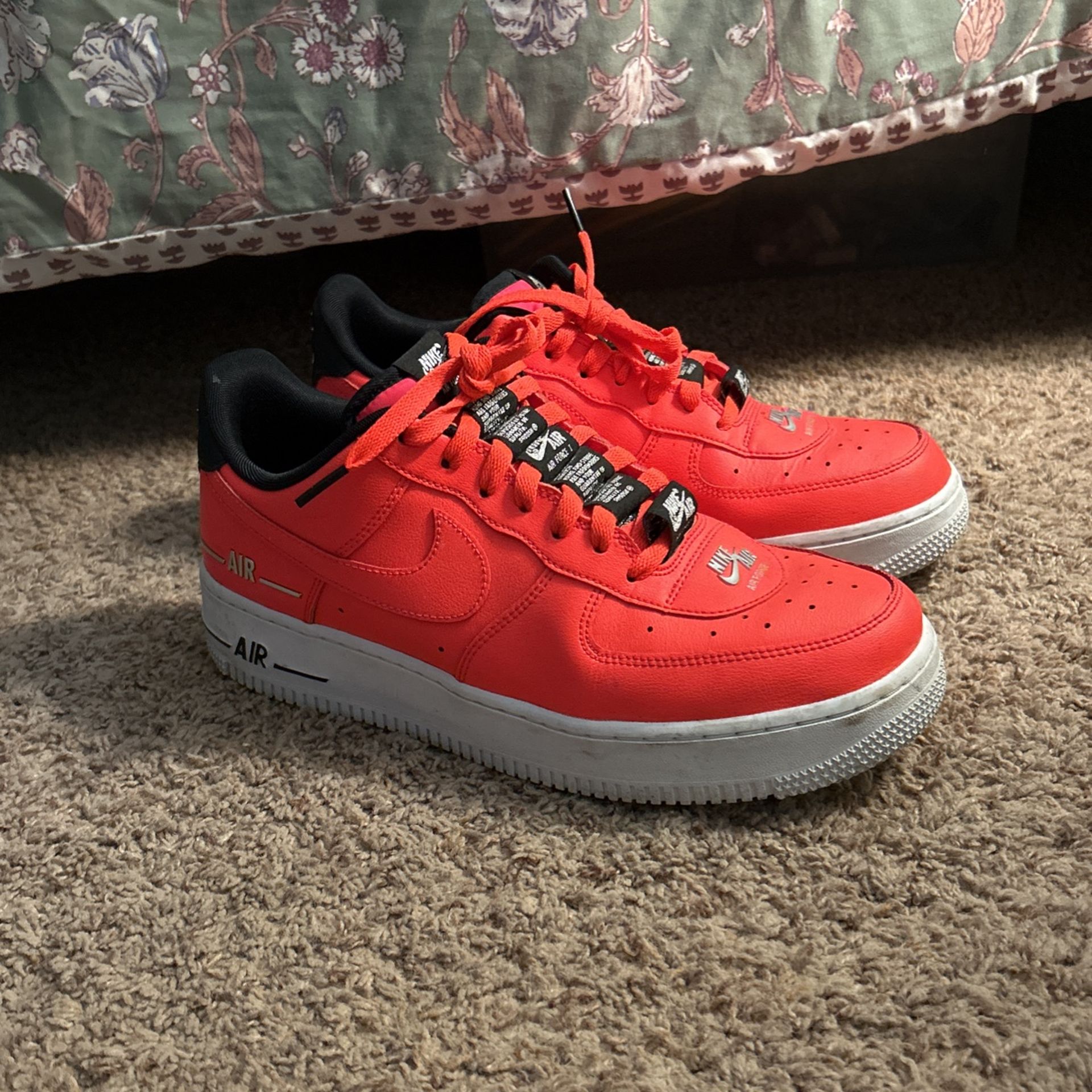 Nike Air Force 1 '07 LV8 Double Air Pack - Laser Crimson 2020 - Men's Size 9