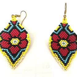 Hand Made Beaded Hanging Earrings