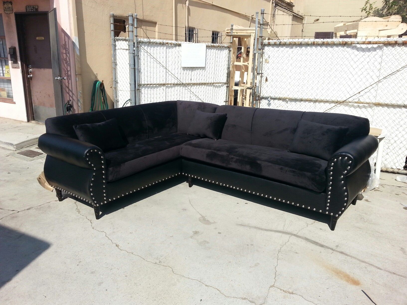 NEW 7X9FT BABY FACE BLACK FABRIC SECTIONAL COUCHES