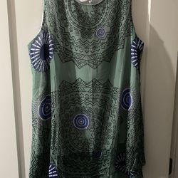 Cute Sage Above the Knee Sleeveless Soft Sundress Large NWOT