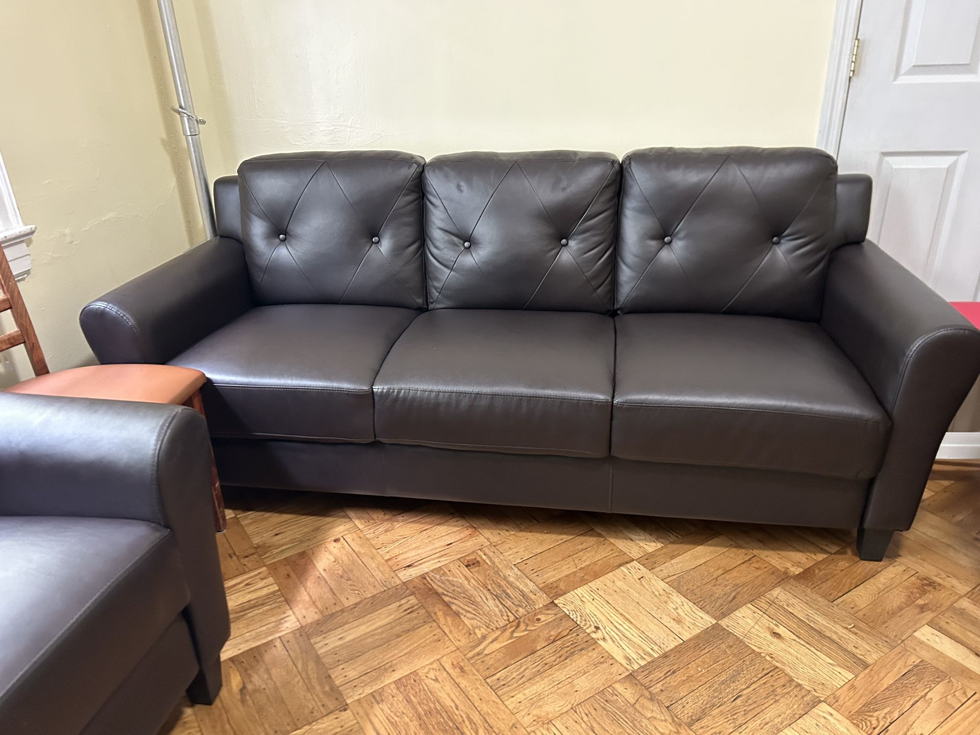 Two Pieces Brown Learher Sofas