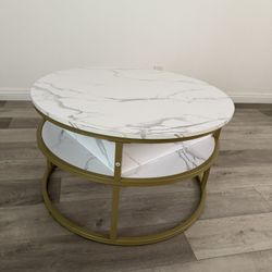 Gold & marble lift-top coffee table with hidden storage