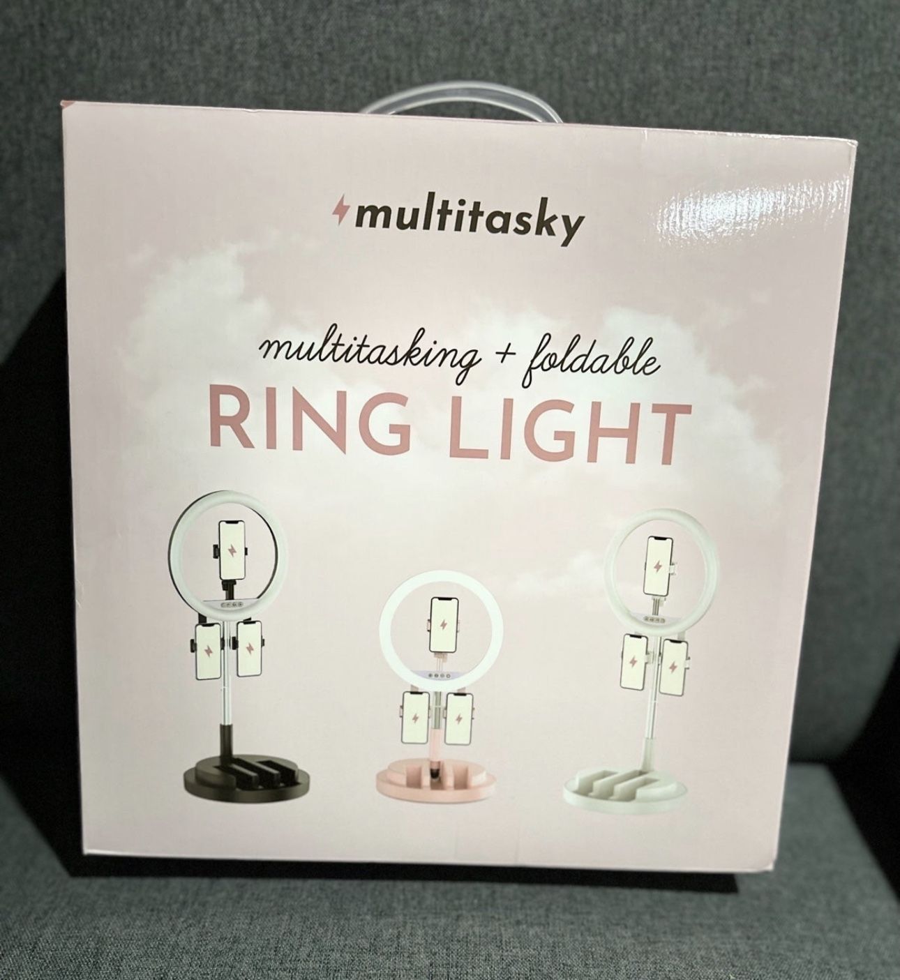Brand New Multitasky Foldable Ring Light (3 Phone Holders), Pink