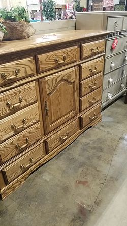 Solid oak dresser& fridge
