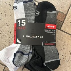NWT Layer 8 men’s cushion quarter socks 15 pairs