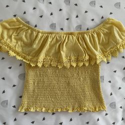 Orange Kiss Yellow Off Shoulder Crop Top