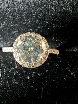 2ct Halo Moissanite Engagement Ring with Hidden Heart – Size 7 – Sterling Silver 925 – With Box