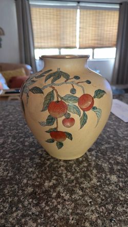 Hong Kong Hand Painted Vase Yellow Lychee