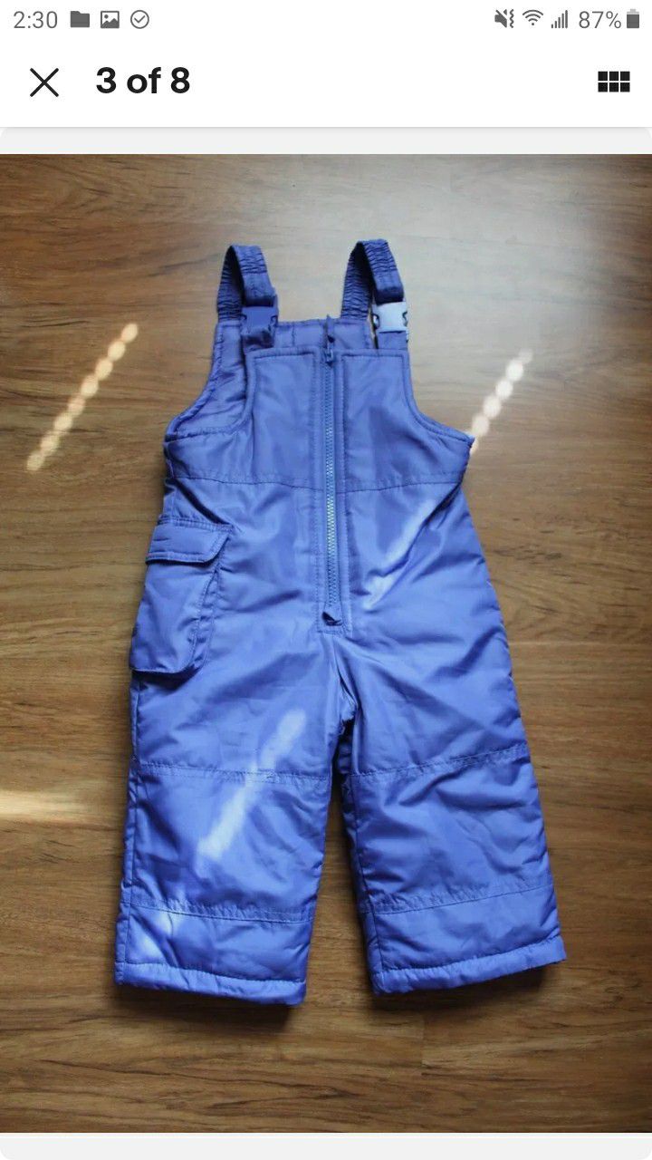 Waterproof snow pants overalls Bibs 12 M, 18M, 2T Carter's, London fog, Pink platinum