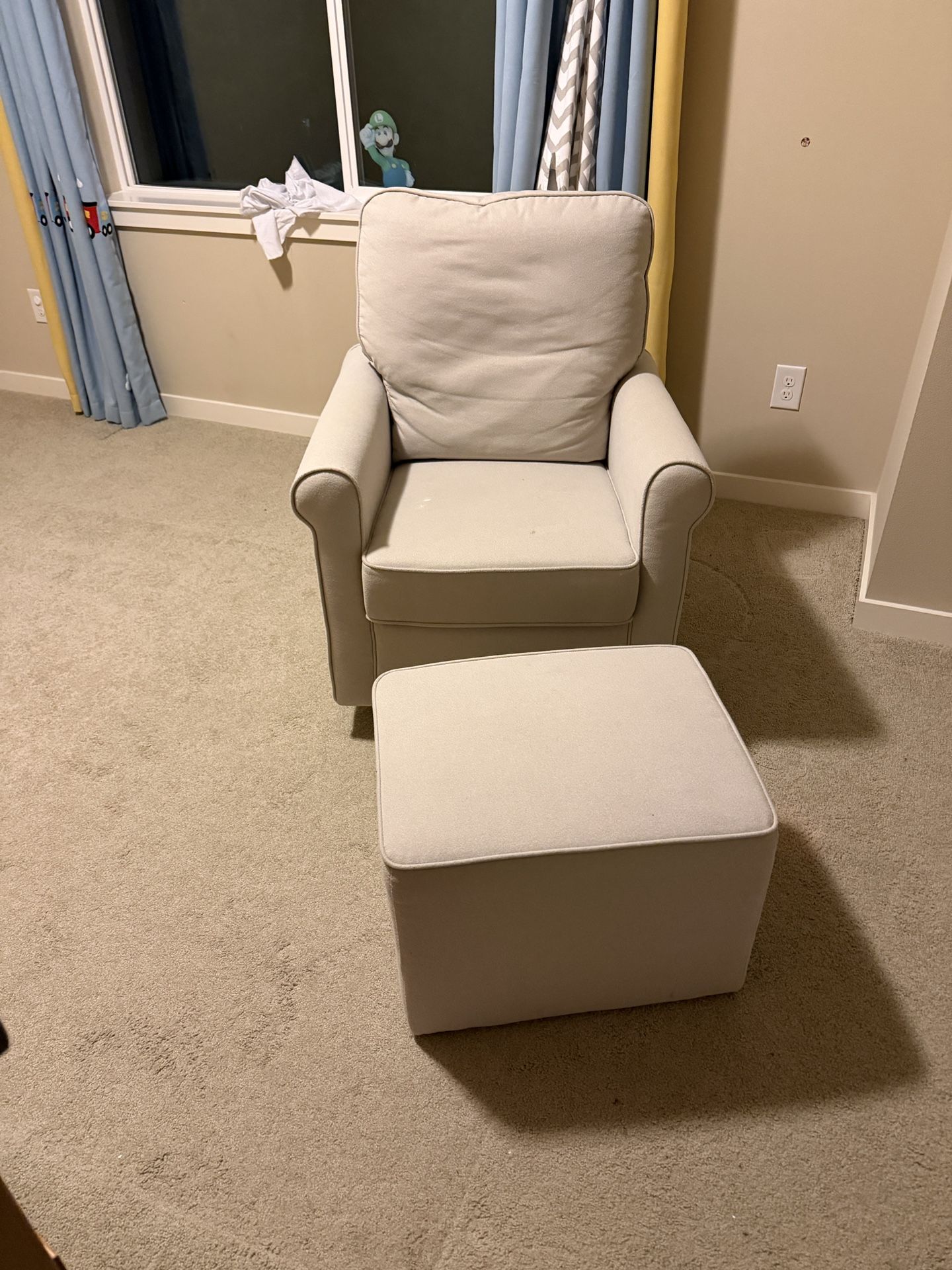 Fire sale! $20. Upholstered Rocking Chair + Ottoman