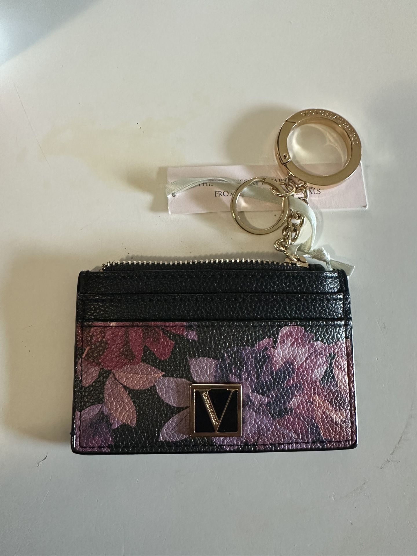 Victoria's Secret Credit Card Case Keychain Charm Coin Wallet Night Bloom Floral