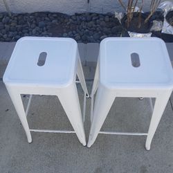 PAIR Of Matel White 30" Tall Bar Stools 
