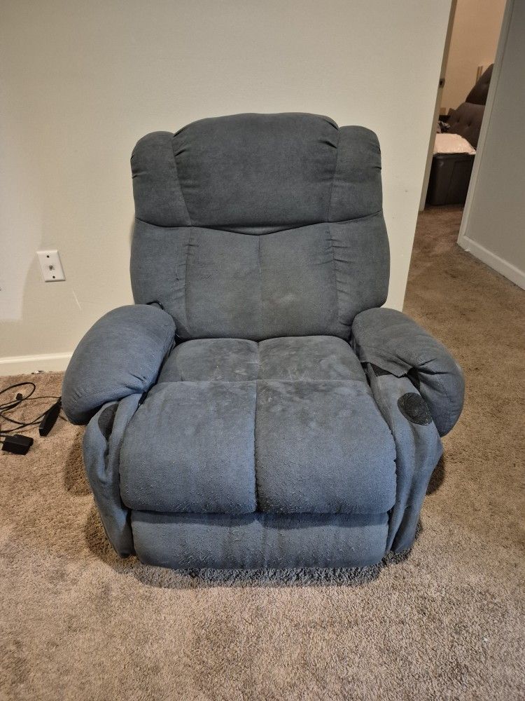 Blue Recliner With Heat And Massage