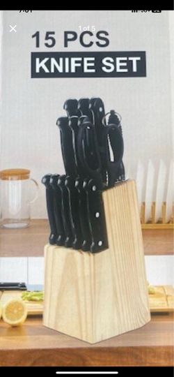 New - Kitchen knife set with block - 15 pcs.-Free local delivery