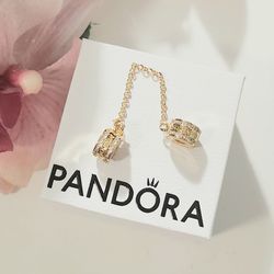 Pandora Gold Chain Double Clip Bracelet Charm Women's Ladies Gift