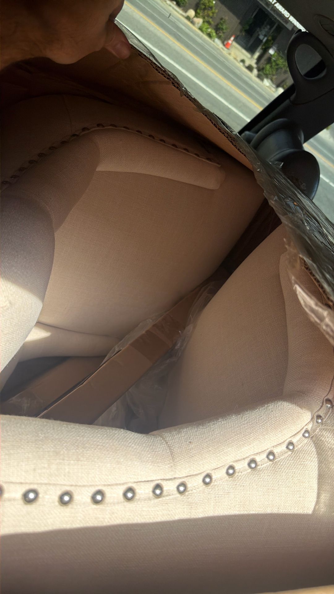 White Upholstered Wooden Bar Stools Brand New