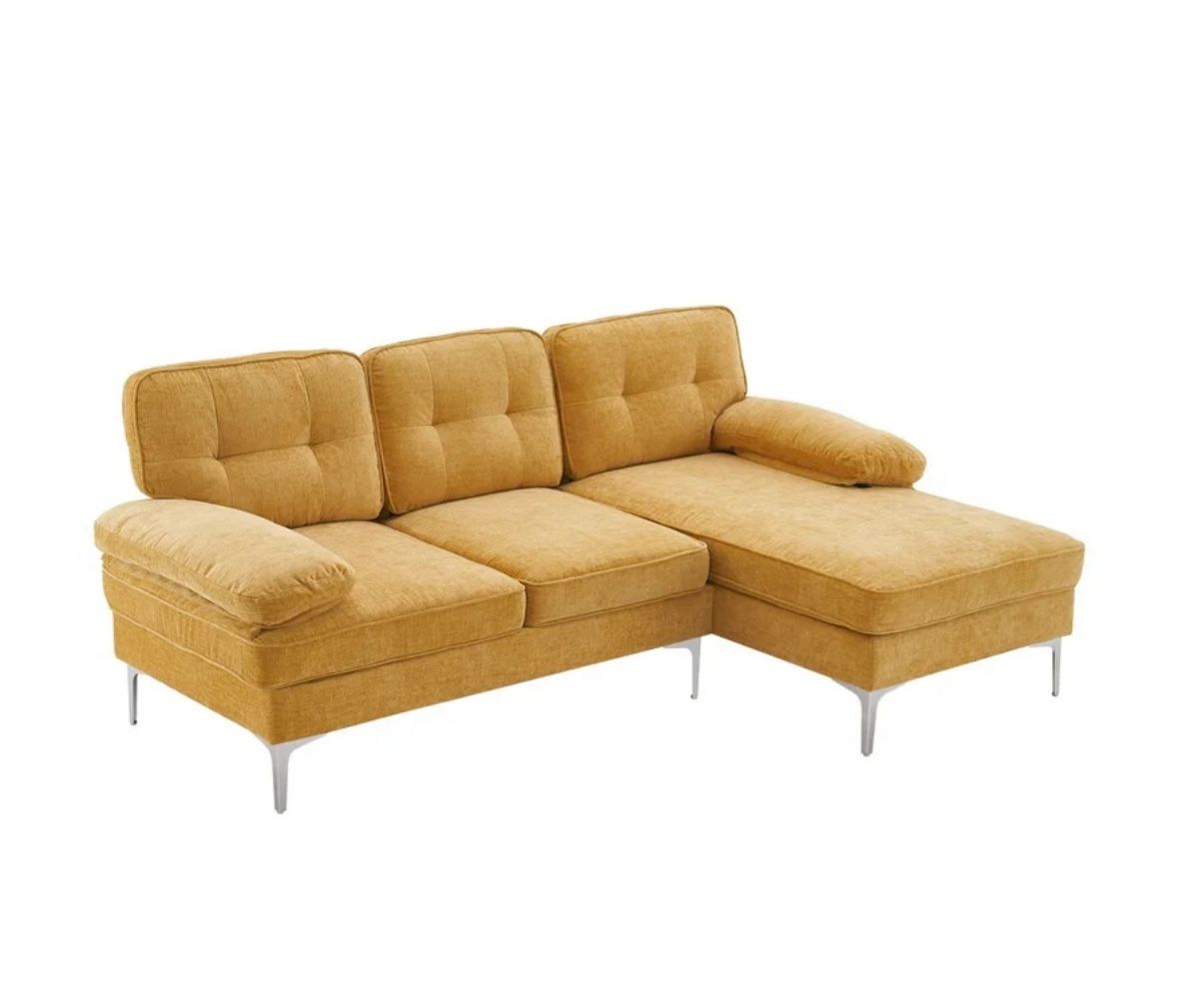 Zimtown Sectional Sofa with Chaise, 83" L Shape Sectional Sofa Couch with Tufted Back for Living Room Apartment, Office Yellow