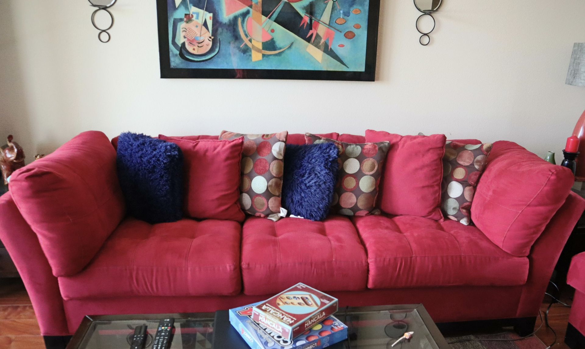 Red Living Room Couch Set W/ Coffee Table