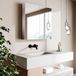 16 in. W x 32 in. H Rectangular Aluminum Recessed/Surface Mount Single Medicine Cabinet with Mirror