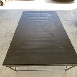 “Large Industrial Rustic Coffee Table – Wood & Metal – 53.5” x 36””