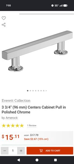 3 3/4" (96 mm) Centers Cabinet Pull in Polished Chrome