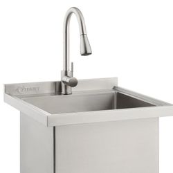 TRINITY 18” x 16” x 13” Stainless Steel Utility Sink with Pull-out Faucet