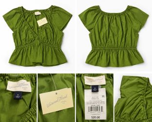 Universal Thread Women’s Green Wrap Peplum Blouse Top NWT Size Medium