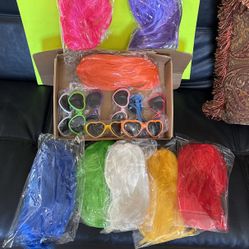 Wigs Different Colors With Glasses. Cash Only 