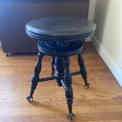 Vintage Wood Piano Stool with Claw Feet