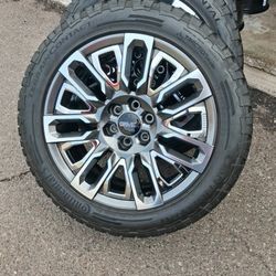 2025 NEW OEM ORIGINAL TAKEOFFS GMC YUKON DENALI ULTIMATE 22 INCH HAVE TPMS SENSORS TIRES CONTINENTAL 97 % $ 2250 FIRM .