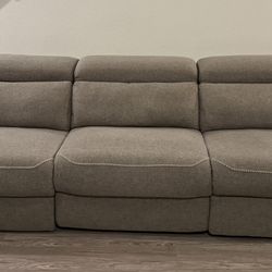 Gray electric recliner sofa