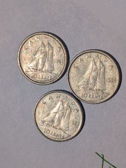 CANADA SILVER COINS ⭐ 3 DIMES