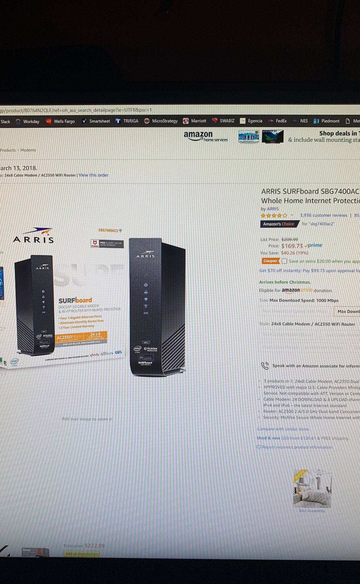 Arris cable modem with WiFi router