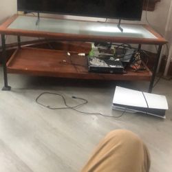 Tv Stand Glass And Wood Extremely Sturdy 