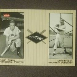 2002 Fleer Greats Dueling Duos Duke Snider Dodgers Ralph Kiner Pirates #17 Baseball Card Vintage Collectible Sports MLB Special
