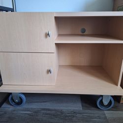 Cart Style TV Entertainment Stand With Wheels