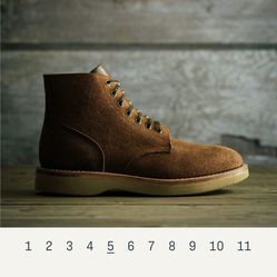 Oakstreet Bootmakers, Field Boot- Aged Bark Roughout Leather , Vibram Sole. Near New