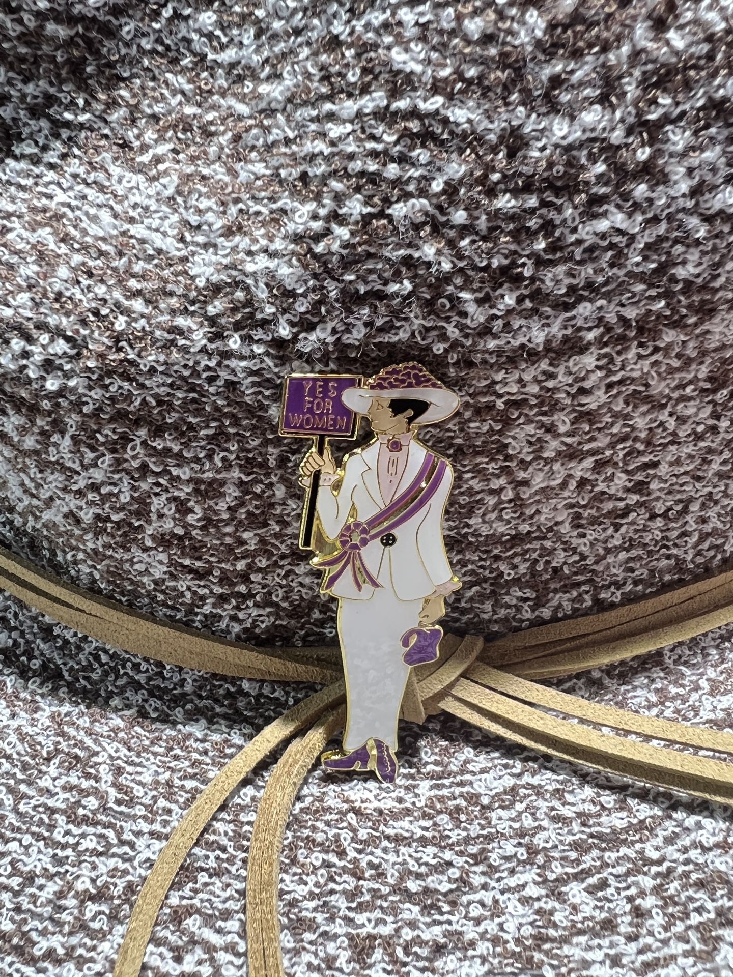 Yes For Women Brooch, Voting, America, Rights, Purple And White, Gold