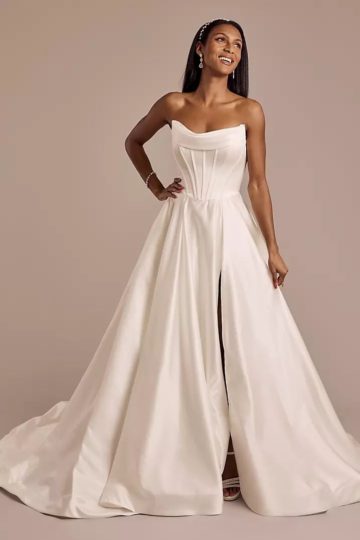 Sculpted Corset Bodice Satin Wedding Dress STYLE# SWG1031