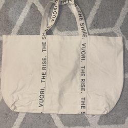 New! Large Vuori Cream Canvas Tote Bag 