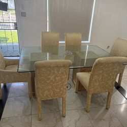 Glass Table And 6 Chairs