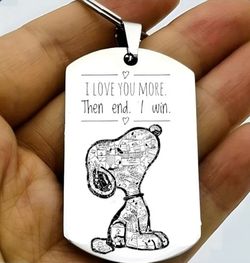 Snoopy I Love You More Stainless Steel Keychain 