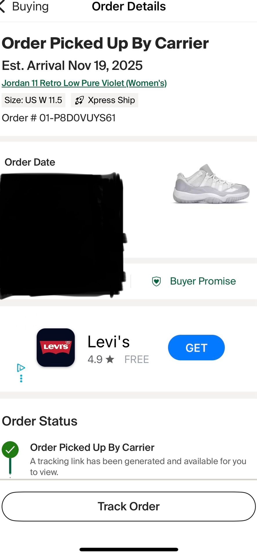 Jordan 11 Retros  Pure Violet “Wmns” Size 11.5