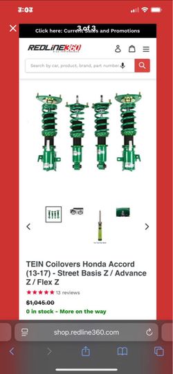 Tein Flex Z coilovers for 2013-17 accord coupe or sedan