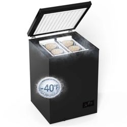 Northair 3.5 Cu Ft Chest Freezer - 2 Removable Baskets - Quiet Compact Freezer - 7 Temperature Settings - Black