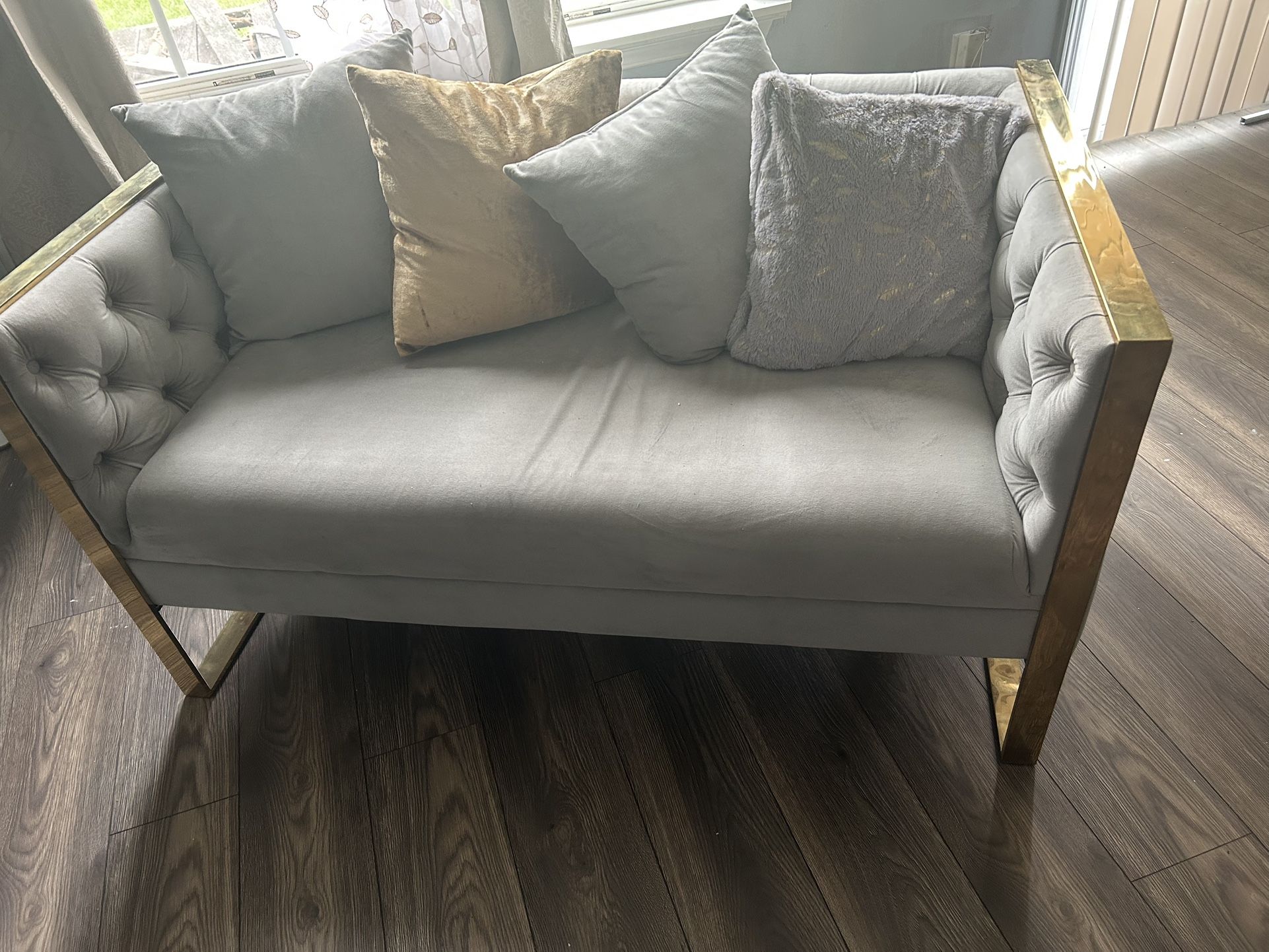 Grey And Gold Love Seat
