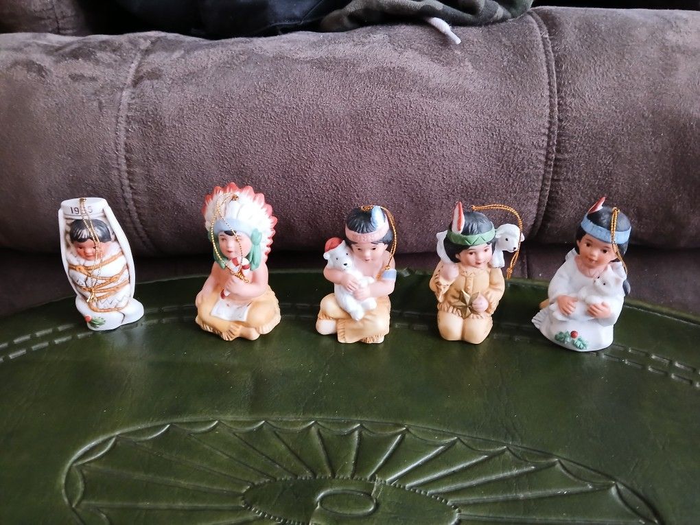 FIVE GREGORY PERILLO VINTAGE CHRISTMAS ORNAMENTS