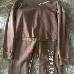 Brown Fashion Nova Sweatshirt and Pants Set
