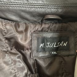 Vintage M. Julian Black Leather Jacket Oversized Unisex Style XXL Notch Collar