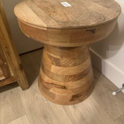  Solid wood drum side table